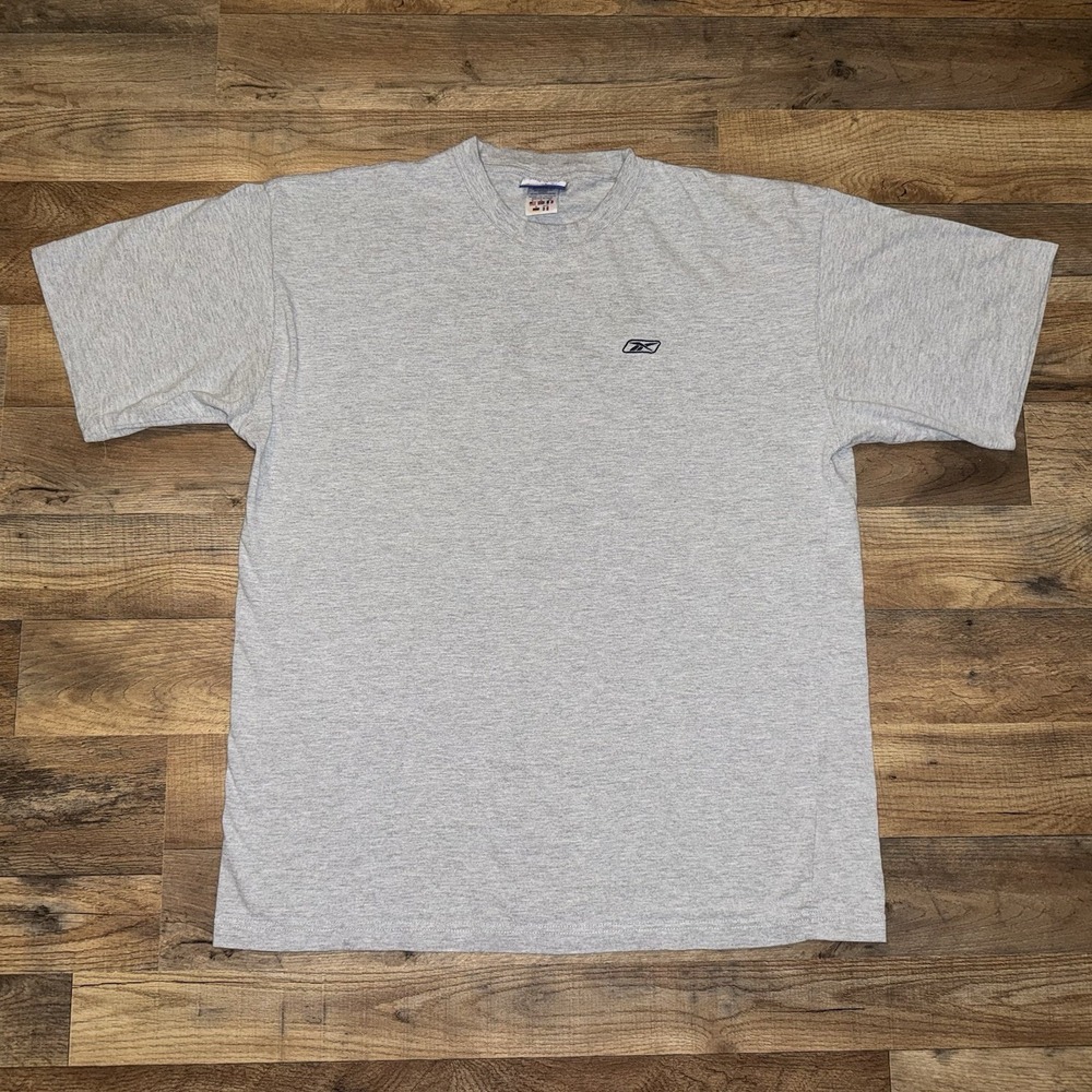 Vintage 90s Y2K Reebok Embroidered Logo T Shirt Mens XL Gray Short Sleeve Tee